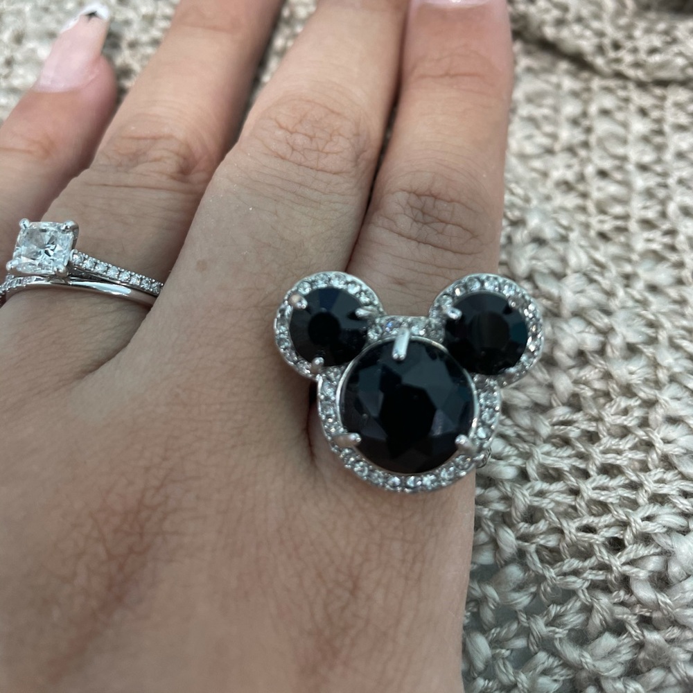 Black and silver Mickey ring